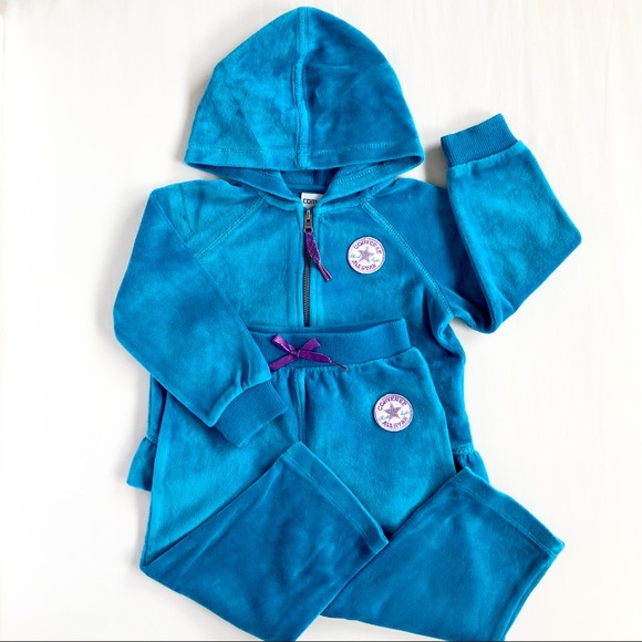 Converse Blue Velvet Hooded 2 Pieces Set 24M - Picture 10 of 10